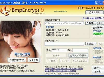 BmpEncrypt 绿色版-能将秘密文件藏在图片里的免费加密软件 (仅130K)