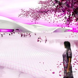 图片是荷兰的Mecanoo建筑事务设计的台湾高雄国家艺术文化中心(National Performing Arts Center in Kaohsiung)
