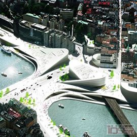 图片是斯德哥尔摩市中心的SLUSSEN十字路口效果图