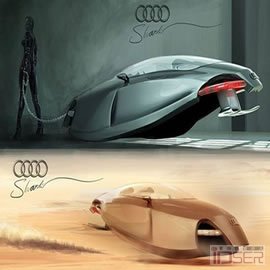 图片是来自设计师 Kazim Doku 的奥迪概念气垫车:鲨鱼(Audi Shark)