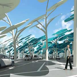 来自设计师 Neville Mars 的未来概念能源中继站：Solar Forest Charging System，太阳能充电站，产品设计，创意设计，构想，概