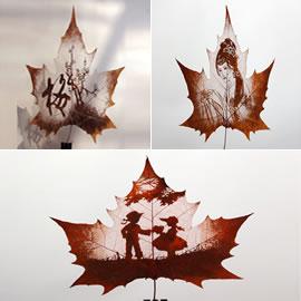 精美的叶雕作品