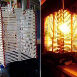 纯火柴手工制作的吊灯