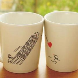 泰国趣味创意品牌human touch 爱之塔情侣马克杯