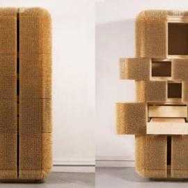 80000根竹签覆盖的橱柜