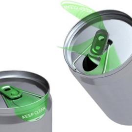 干净卫生的易拉罐绿色标签