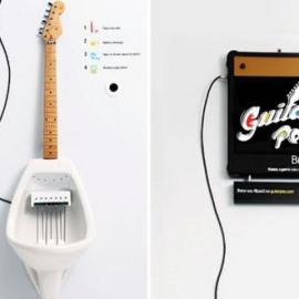 会随尿尿弹奏的电吉他小便池