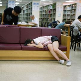 图书馆里的睡姿