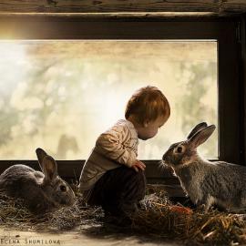 动物与孩子的纯真画面 Elena Shumilova的儿子写真