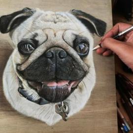 艺术家自学成才 立体画作可以假乱真