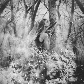 黑色幻想下的林中少女