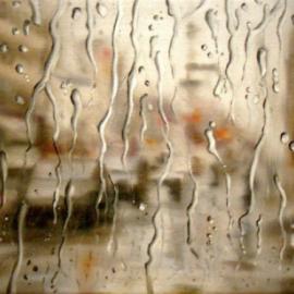 雨天车窗的风景画