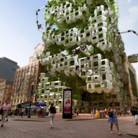 Eco Pods带有机械手臂的生态建筑