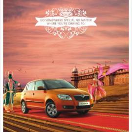 斯柯达法比亚车广告招贴