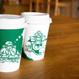 艺术家绘制各种造型的美人鱼 星巴克 杯