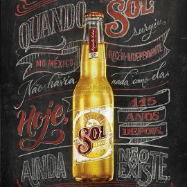 Jackson Alves设计的SOL Beer太阳啤酒粉笔字体标志