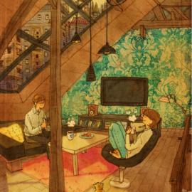 韩国艺术家PUUUNG1温馨插画作品