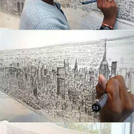 他，只看了一眼，便画出了整个纽约