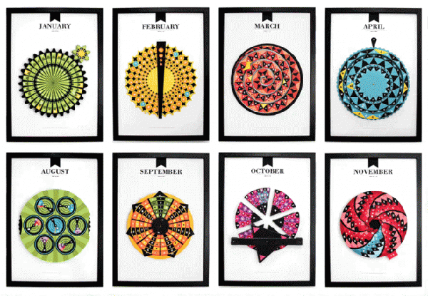 calendars 12个月系列交互式纸做的日历