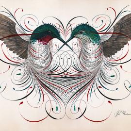 Calligraphy and Drawings Artwork Made with Plume