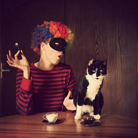 英国女摄影师Ola Bell作品：一人一猫