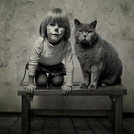 超萌摄影“Little Girl and Tomcat” By 俄罗斯艺术家 Andrey Prohorov