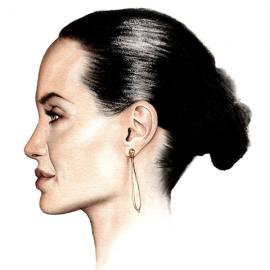 好莱坞女星的侧面水彩肖像