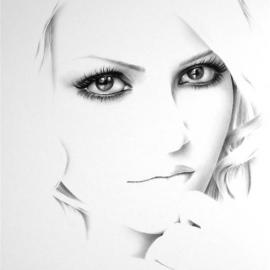 人像铅笔画素描：双瞳剪水