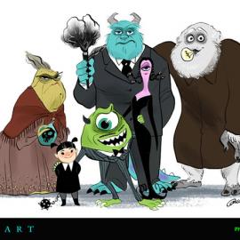 14位插画师带来的皮克斯动画《怪兽大学》中的人物作品
