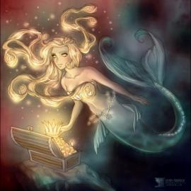 漂亮动人的美人鱼插画