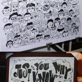 翼起来创业咖啡厅插画设计