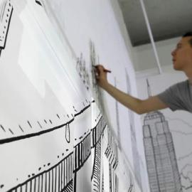 马克笔画家巨幅画作，环游世界只需一瞬间