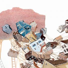 线条勾勒出来的悬挂城市-amy casey插画欣赏