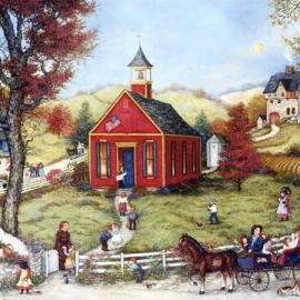 Linda Nelson的民间艺术“祥和的小镇”