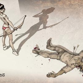 Massgrfx插画作品：内衣少女战僵尸