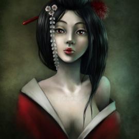 以“艺妓人物”为主题的插画作品欣赏