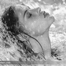 水与人的插画结合