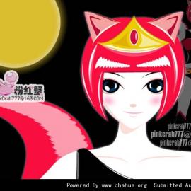 粉红蟹的时尚插画