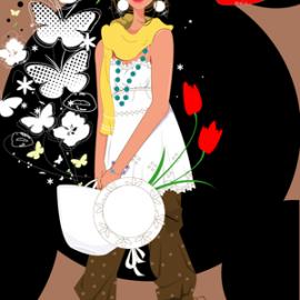 甜美时尚女孩插画欣赏