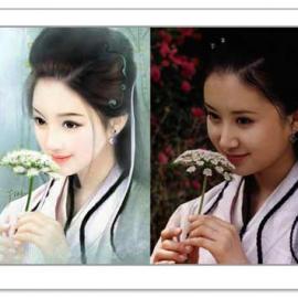 组图：古装明星真人版与插画版对比