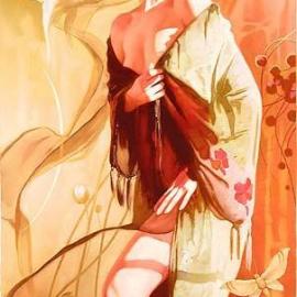 一组经典色调美女插画(人像版)