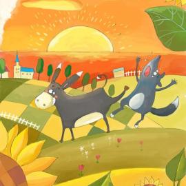 最新儿童插画《驴和狼》欣赏