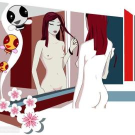 一组日本的美女矢量图