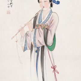 胡也佛 侍女图七