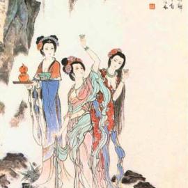 多个重量级老前辈们的国画仕女图