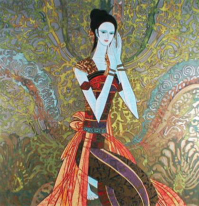 丁绍光彩画作品赏析