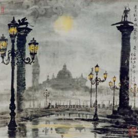 中西融汇 探索创新――赏房企遐欧洲胜景水墨画
