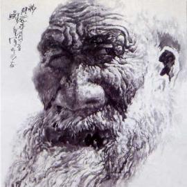 邵梦龙水墨肖像画