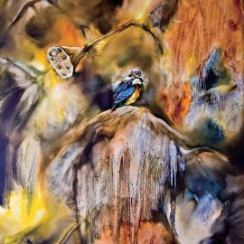 黄月花鸟类油画欣赏