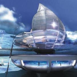 水滴建筑从空气过滤的纯净水